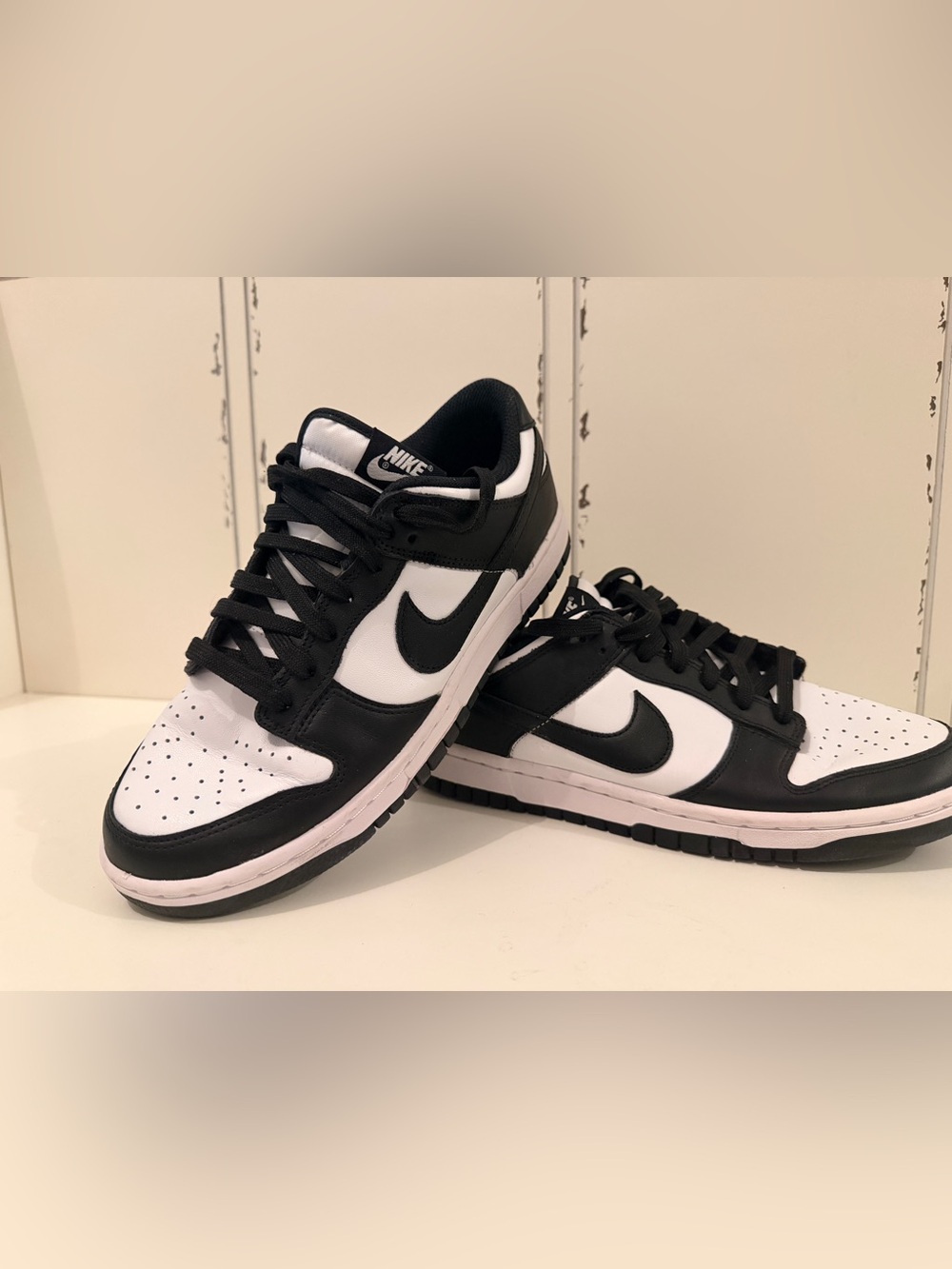 Black and White Nike Dunk Low, size 9